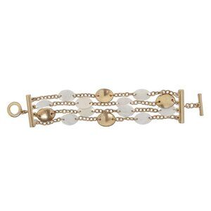 American Living Multi Strand Hammered Gold Nugget and Stone Bracelet